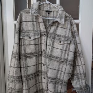 Banana Republic Gray Plaid Utility Jacket